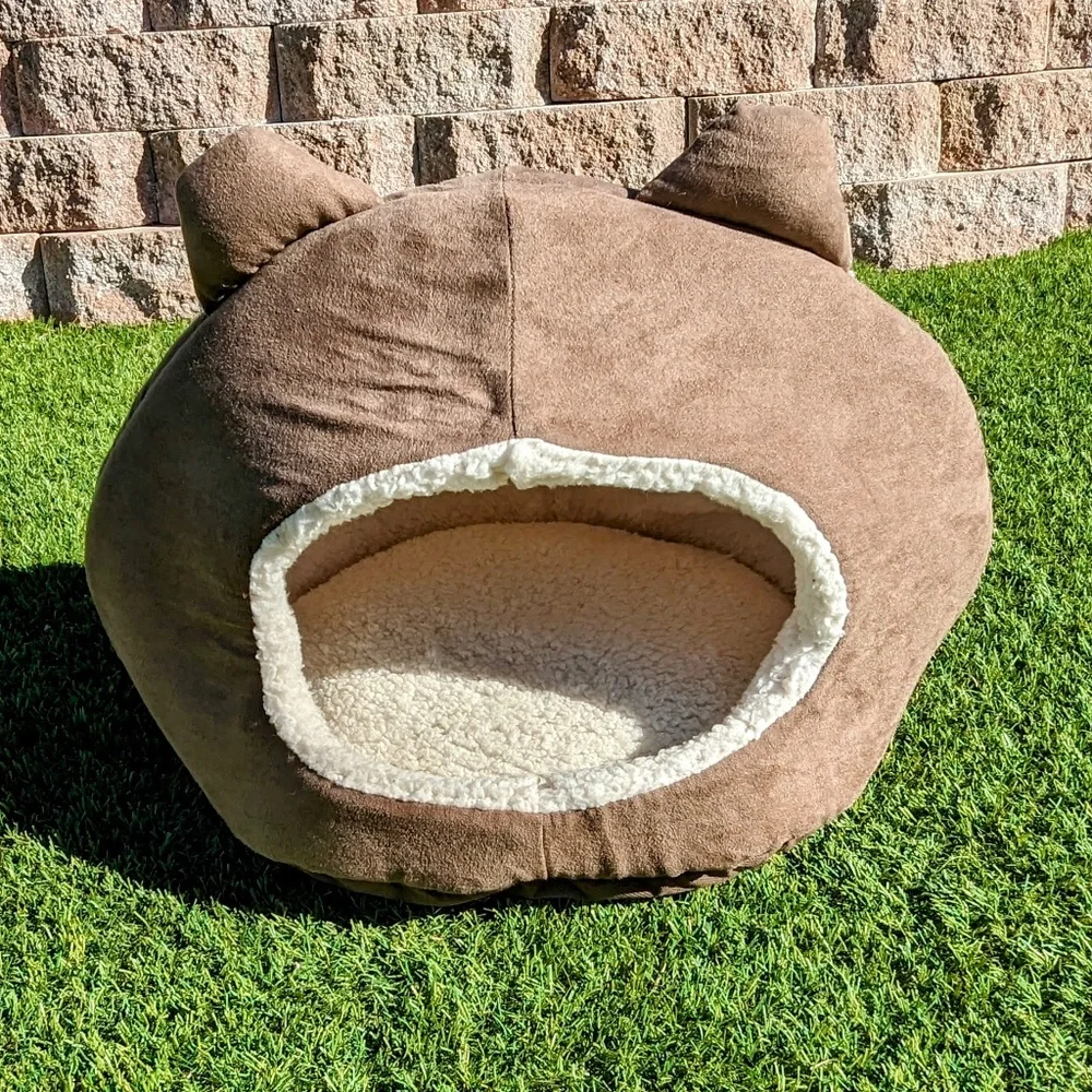Enchante Plush Cat Ear Design Dome Shaped Luxury Pet Bed Small Animal New